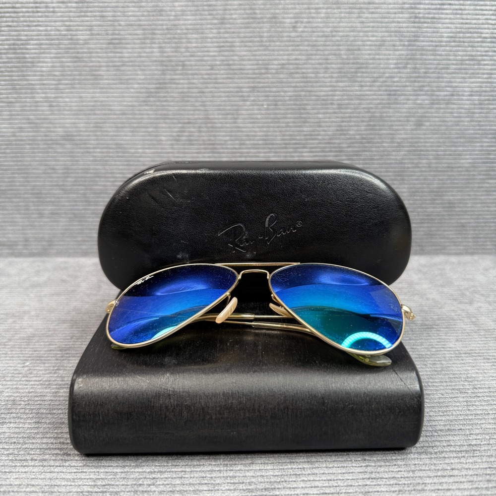 Ray-Ban Aviator Large Metal II Gold Blue Mirror Y2K Sunglasses RB3026 L2846 62mm